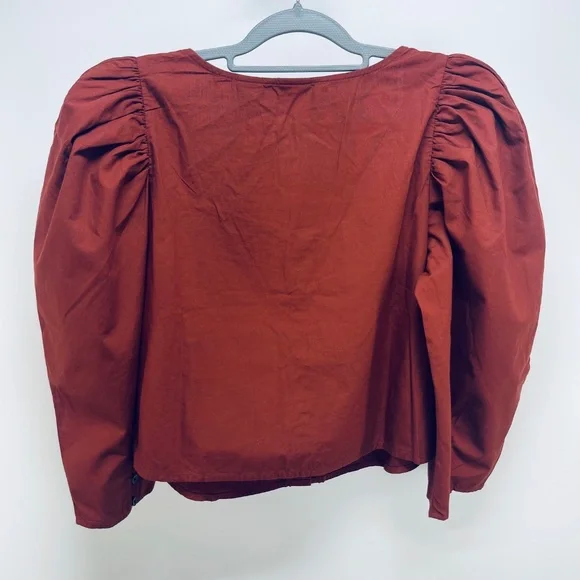 Levi’s Women’s Ellora Fired Brick Puff Sleeve Button Up Blouse Brown Size L - Picture 12 of 12